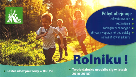 Bezpłatna rehabilitacja dla dzieci rolników ubezpieczonych w KRUS